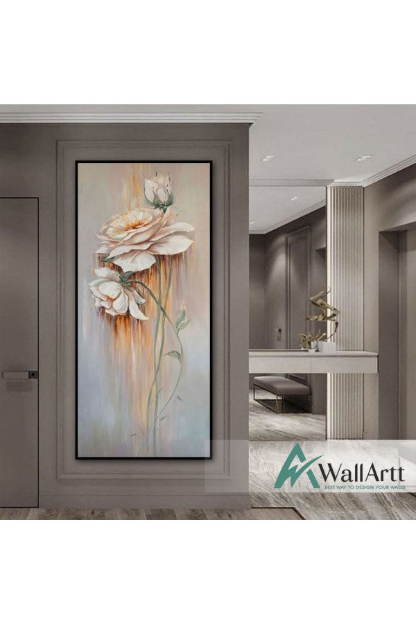 Abstract Floating Roses Textured Partial Oil Painting